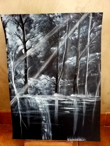 Une forêt en noir et blanc